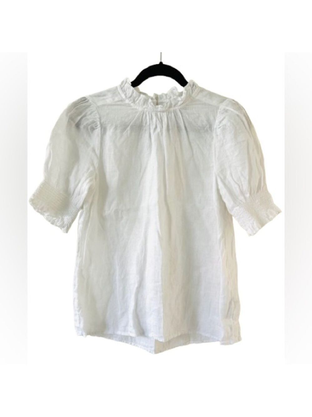 NWOT J Crew Smocked Puff Sleeve 100% Linen Top 
Size XS - Picture 4 of 9